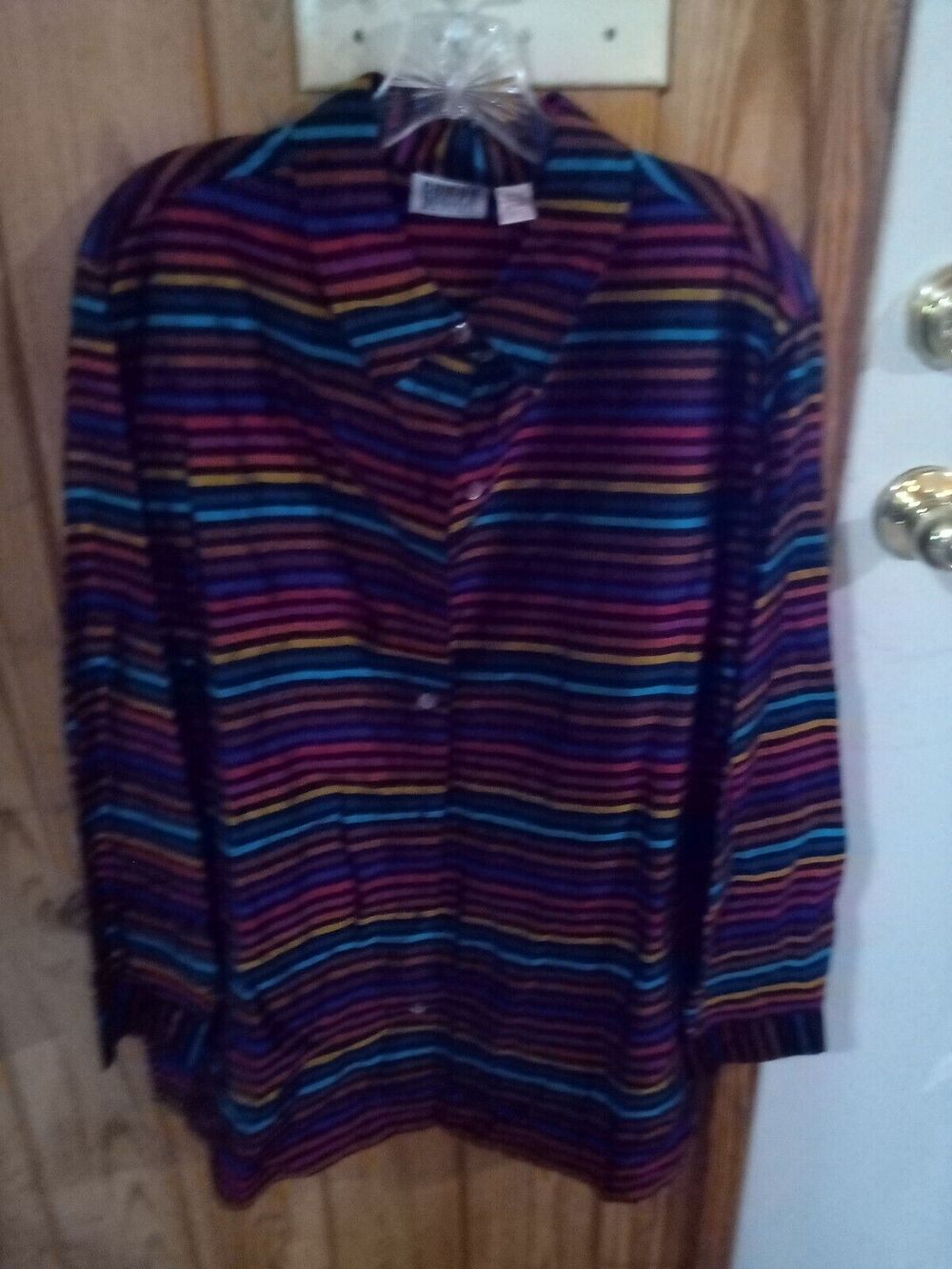 Chico's Design Blouse Size 3 Silk Striped Multicolor Long Sleeve Womens Shirt